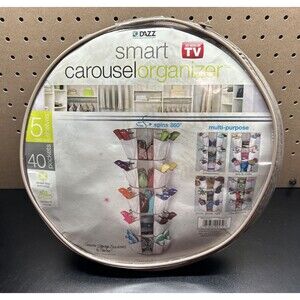 Smart Carousel Hanging Spinning SHOE ORGANIZER 5 Shelves 40 Pockets Beige  *NEW*